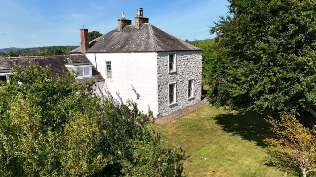 Rear garden and stone elevation at Meikle Richorn